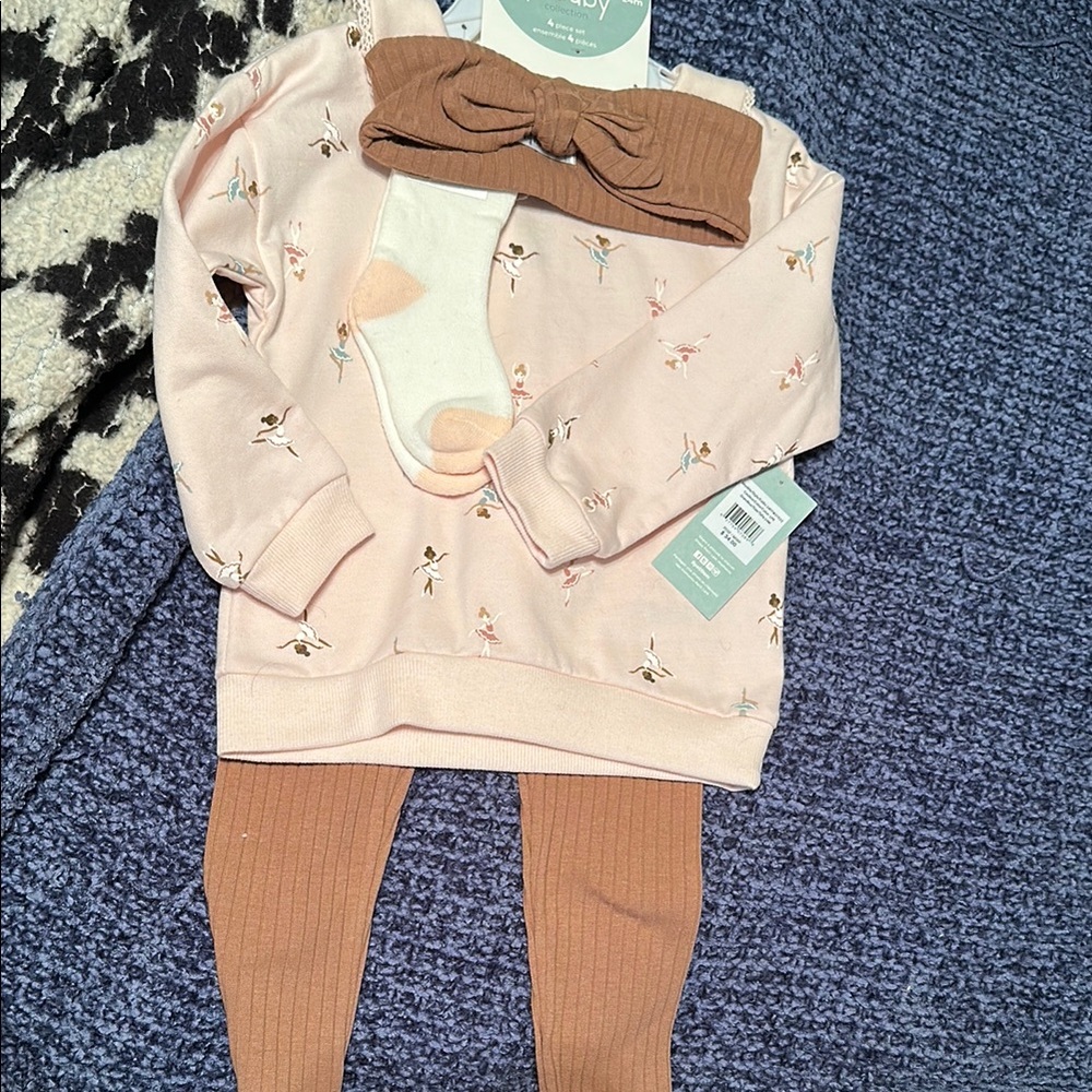 Floral Pink and Brown Kids Outfit Set